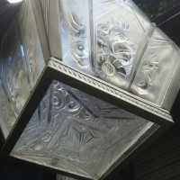 Lustre art deco a plaque Verrerie des Hanots