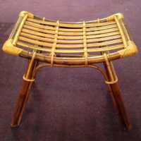 Série de six tabourets, bambou et rotin, années 60-70