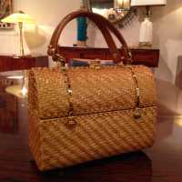Sac Rodo, paille et métal doré, Italie, fin 1960