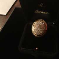Bague or godronné pavée de diamants