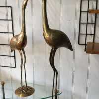 Couple de hérons en laiton, ca 1970