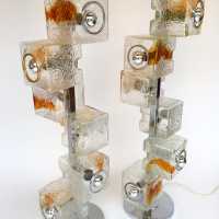 Pair of Floor Lamp Murano Glass Cube by Toni Zuccheri for VeArt, 1970s, Italy