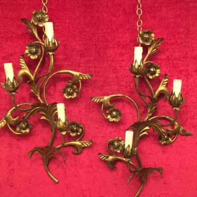 applique light fixture paire pair italien italian golden doré