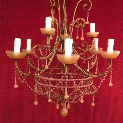 lustre chandelier opaline rose pink light