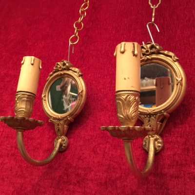 paire appliques light fixture miroir glasses bronze ormoulu