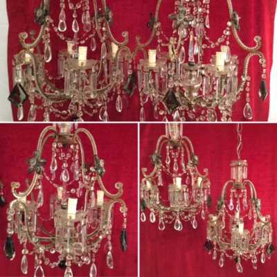 paire pair lustre chandelier cristal crystal pampilles pendant