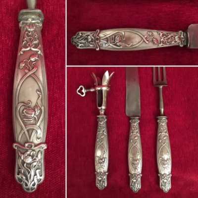 service à découper argent silver Art Nouveau