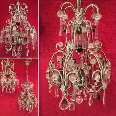 paire pair lustre chandelier cristal crystal luminaire light pendant pampilles