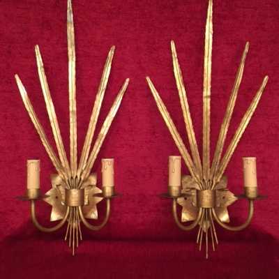 paire pair applique light fixture golden