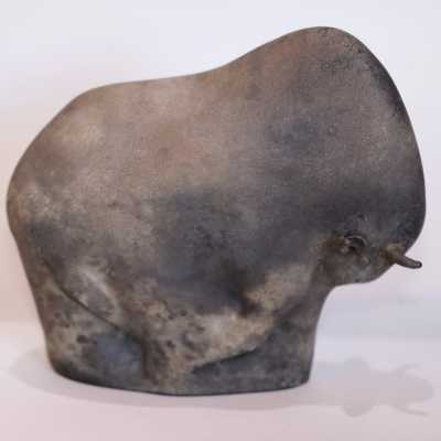 Alfredo BARBINI 1912-2007 "Taureau" sculpture en verre dépoli signé sur le dessous. Ancienne collection Véronèse.