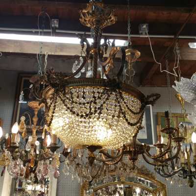 Lustre bronze et cristal