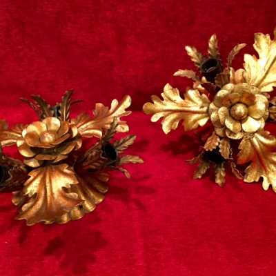paire plafonnier fer doré golden ceiling light