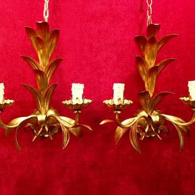 paire pair applique light fixture golden