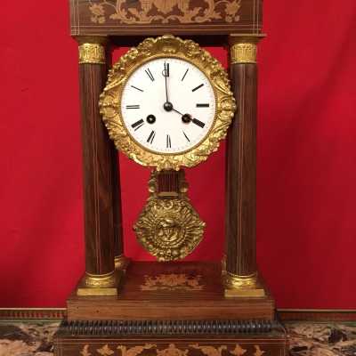 PENDULE CLOCK wood restauration portique