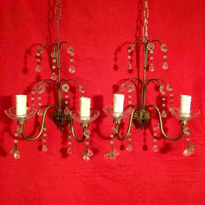 paire pair applique light fixture golden green