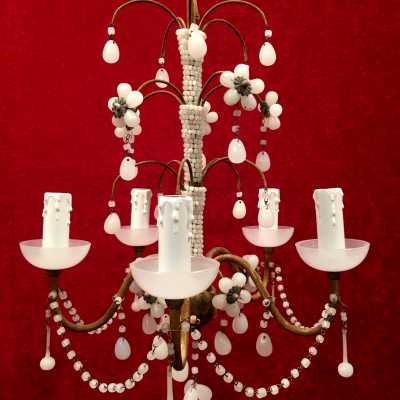 lustre chandelier opaline blanc white light italien italian