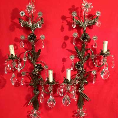paire appliques light fixture miroir glasses bronze ormoulu