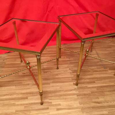 table basse fer doré miroir