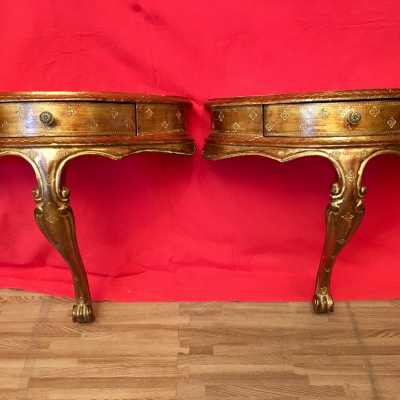 paire de console italien doré golden italian