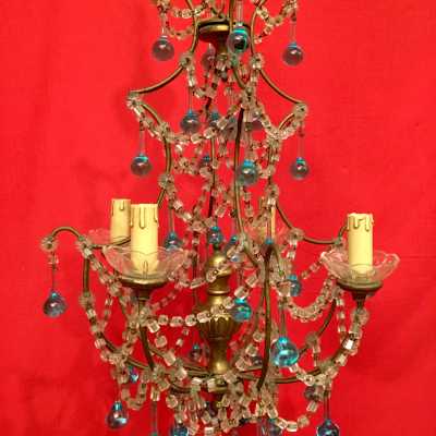 lustre chandelier cristal crystals bleu blue