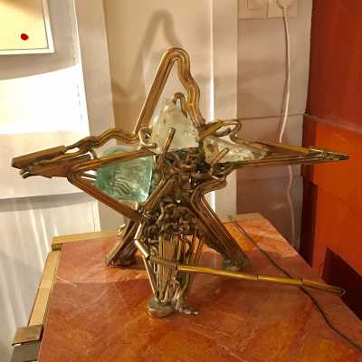 Lampe laiton verre Michel Kiriliuk 