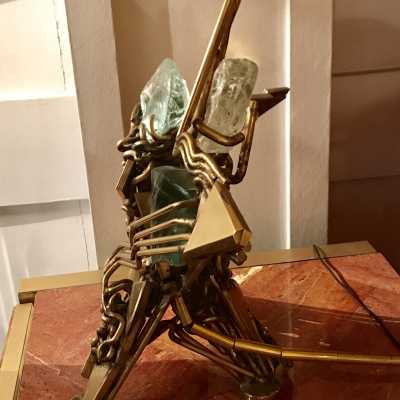 Lampe laiton verre Michel Kiriliuk 