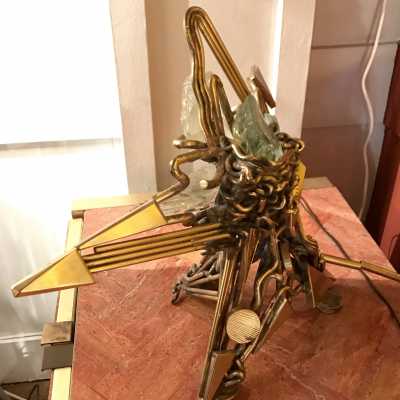 Lampe laiton verre Michel Kiriliuk 