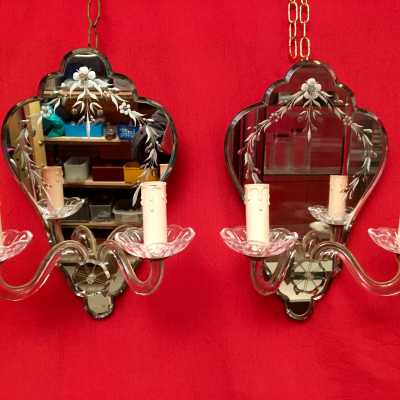 paire appliques light fixture miroir glasses bronze ormoulu