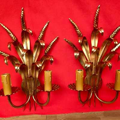 paire pair applique light fixture golden