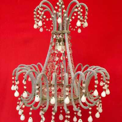 lustre chandelier opaline blanc white light