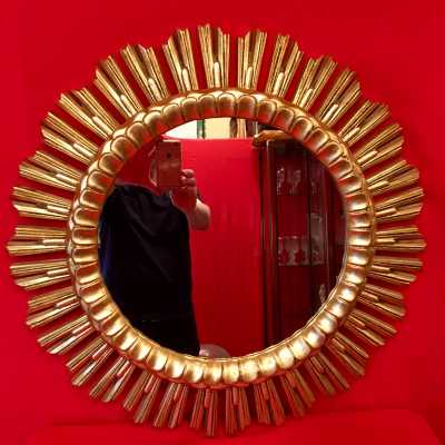 miroir mirror doré gold or golden wood sun