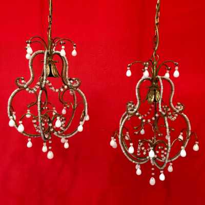 lustre chandelier opaline blanc white light