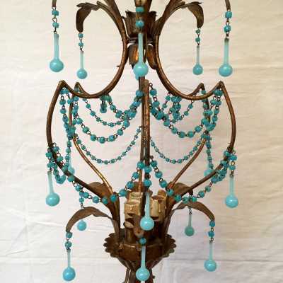 lustre chandelier opaline bleu blue light