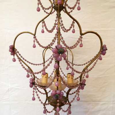 lustre chandelier opaline rose pink light