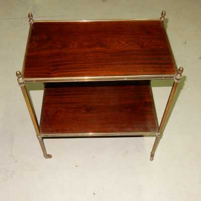 1950/70' Bout de canapé ou Etagère Maison Jansen 2 plateaux en Acajou