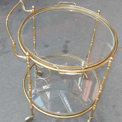 1950/70' Desserte Ronde Roulante Maison Jansen en laiton doré