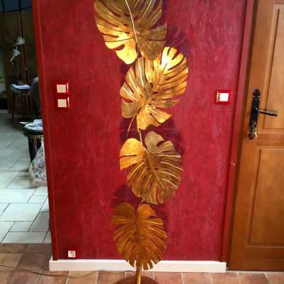 lampadaire lampe lamp doré laiton fer fleurs feuilles lamppost leaves jansen brass