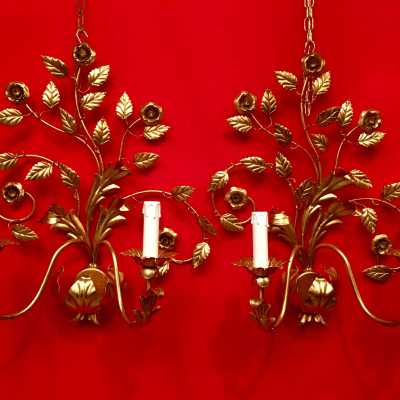 applique light fixture paire pair italien italian golden doré