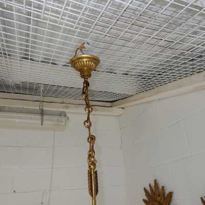 1950' Lustre Bronze et Laiton Avec Flèche Style Arbus ou Maison Jansen 4 Lampes 