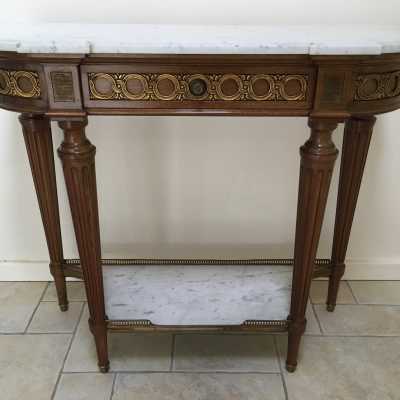 console acajou marbre laiton bronze galerie