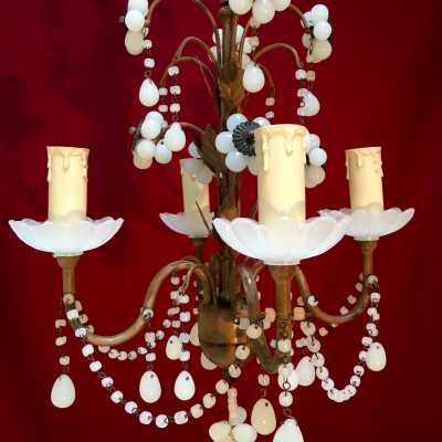 lustre chandelier opaline blanc white light