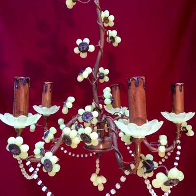lustre chandelier opaline rose pink light vert green