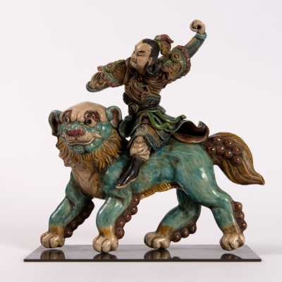 Japanese rider enamelled earthenware, Japan Meiji, early twentieth