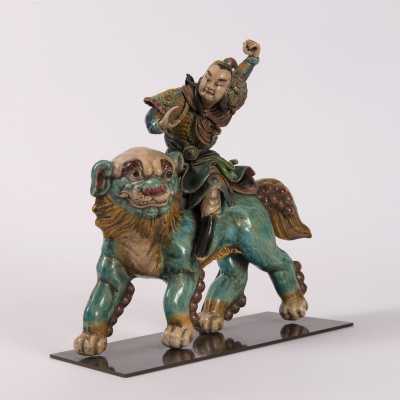 Japanese rider enamelled earthenware, Japan Meiji, early twentieth