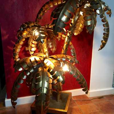 floor lamp lamp golden lamp brass iron flowers palm