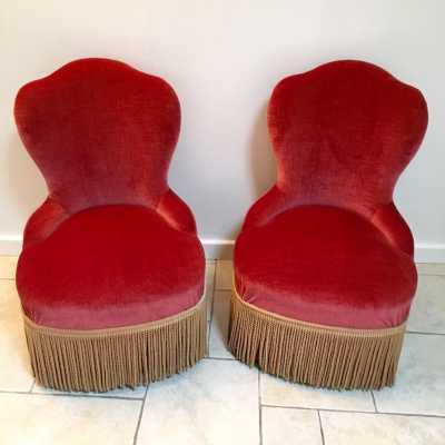 red velvet toad chair red pair