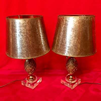 pair of gold pineapple lamps golden pair lamp