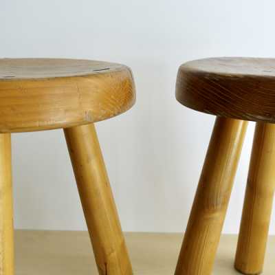 pine stools by Charlotte Perriand