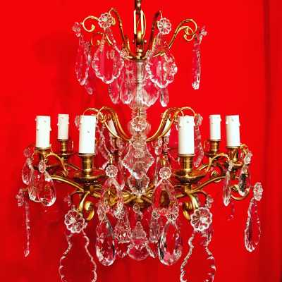 chandelier bronze crystal lamp light opaline candlestick