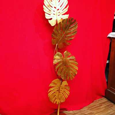 lamp floor lamp gold iron gold light golden palm flowers